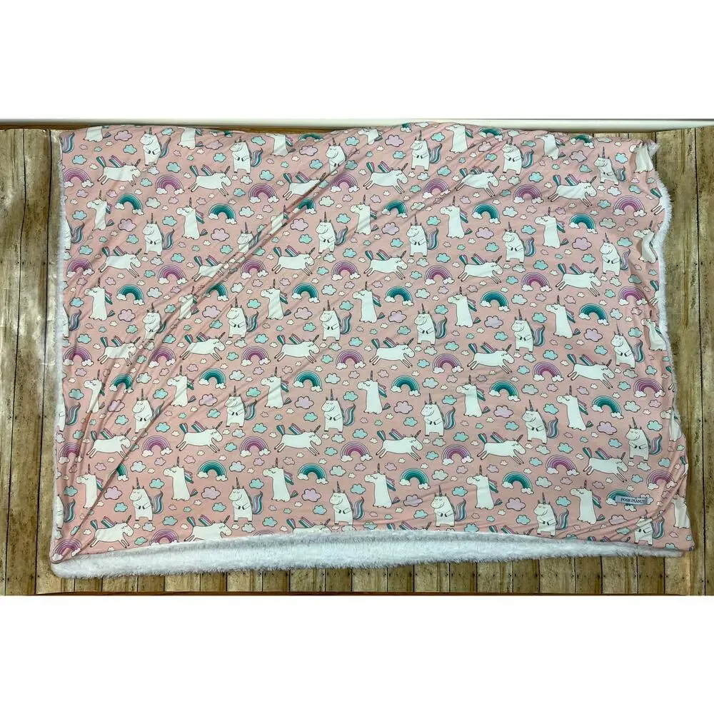 Posh Peanut Olive Unicorn Luxe Plush Patoo Bamboo Blanket 60x40
